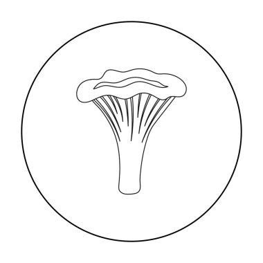 Cantharellus cibarius simgesi beyaz arka plan üzerinde izole anahat tarzı. Mantar sembol stok vektör çizim.