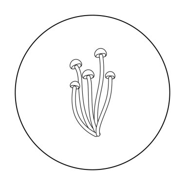 Enokitake simgesi beyaz arka plan üzerinde izole anahat tarzı. Mantar sembol stok vektör çizim.