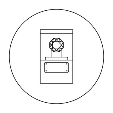 Beyaz arka plan üzerinde izole anahat tarzı bir kaide simgesine elmas. Müze sembol stok vektör çizim.