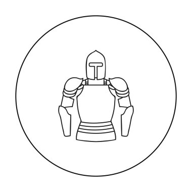 Plaka zırh simgesi beyaz arka plan üzerinde izole anahat tarzı. Müze sembol stok vektör çizim.