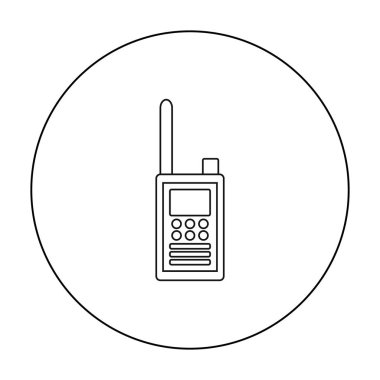 Beyaz arka plan üzerinde izole anahat tarzı el alıcı simgesi. Müze sembol stok vektör çizim.