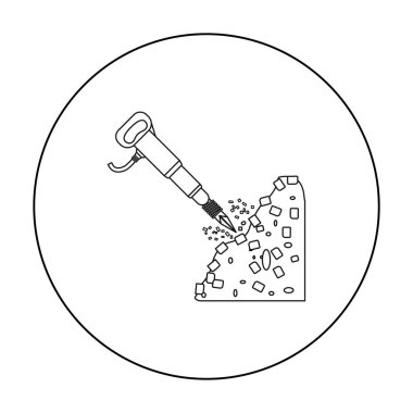 Jackhammer simgesi beyaz arka plan üzerinde izole anahat tarzı. Benim hisse senedi vektör çizim sembolü.