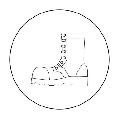 Ordu savaş botları simgesi beyaz arka plan üzerinde izole anahat tarzı. Askeri ve ordu sembol stok vektör çizim