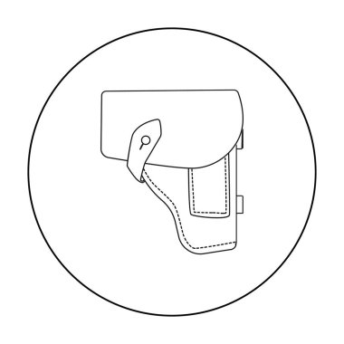 Ordu tabanca kılıfına simgesi beyaz arka plan üzerinde izole anahat tarzı. Askeri ve ordu sembol stok vektör çizim