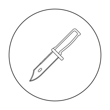 Askeri bıçak simgesi beyaz arka plan üzerinde izole anahat tarzı mücadele. Askeri ve ordu sembol stok vektör çizim