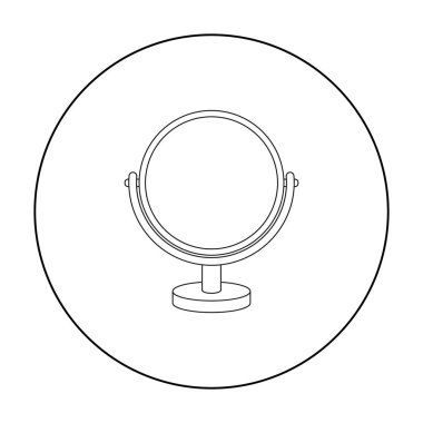 Ayna simgesi beyaz arka plan üzerinde izole anahat tarzı. Sembol stok vektör çizim kadar yapmak.