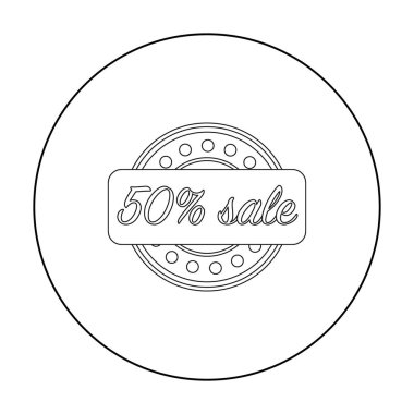 Beyaz arka plan üzerinde izole anahat stili simgesini indirim. Etiket sembol stok vektör çizim.