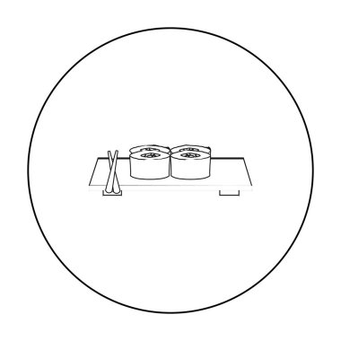 Suşi simgesi beyaz arka plan üzerinde izole anahat tarzı. Japonya sembol stok vektör çizim.