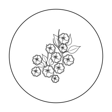 Sakura çiçek simgesi beyaz arka plan üzerinde izole anahat tarzı. Japonya sembol stok vektör çizim.