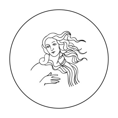 Aşk simgesi beyaz arka plan üzerinde izole anahat tarzı İtalyan tanrıçası. İtalya ülke sembol stok vektör çizim.