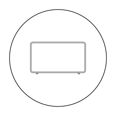 LCD televizyon simgesi beyaz arka plan üzerinde izole anahat tarzı. Ev aleti sembol stok vektör çizim.