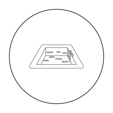 Beyaz arka plan üzerinde izole anahat tarzı Yüzme Havuzu simgesi. Otel sembol stok vektör çizim.