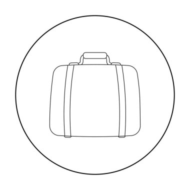 Bagaj simgesi beyaz arka plan üzerinde izole anahat tarzı. Otel sembol stok vektör çizim.