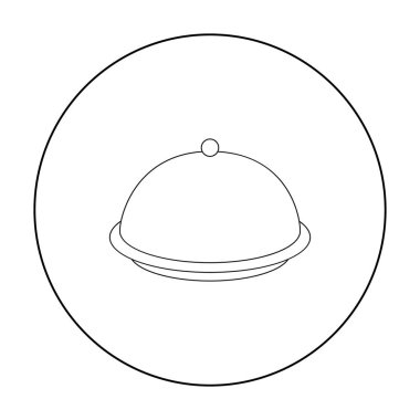 Beyaz arka plan üzerinde izole anahat tarzı Cloche simgesi. Otel sembol stok vektör çizim.