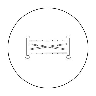 Binicilik engel simgesi beyaz arka plan üzerinde izole anahat tarzı. Hipodrom ve atın sembolü hisse senedi vektör çizim.