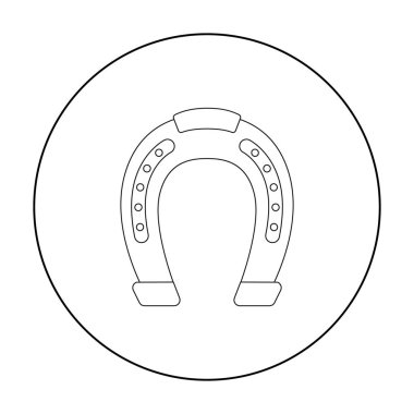 At nalı simgesi beyaz arka plan üzerinde izole anahat tarzı. Hipodrom ve atın sembolü hisse senedi vektör çizim.