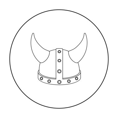 Viking kask simgesi beyaz arka plan üzerinde izole anahat tarzı. Şapka sembol stok vektör çizim.