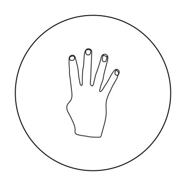 Rabia işareti simgesi beyaz arka plan üzerinde izole anahat tarzı. El hareketleri hisse senedi vektör çizim sembolü.