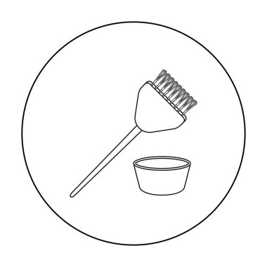 Saç boyama fırça simgesi beyaz arka plan üzerinde izole anahat tarzı. Hairdressery sembol stok vektör çizim.