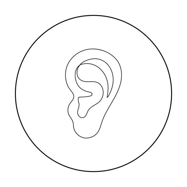 Ear icon in outline style isolated on white background. Part of body symbol stock vector illustration. — Stock Vector