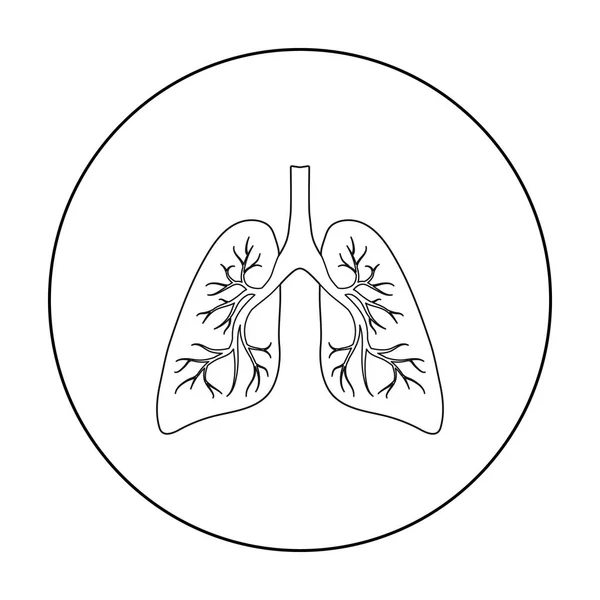 Lungs icono en el estilo de contorno aislado sobre fondo blanco. Organos símbolo stock vector ilustración . — Vector de stock