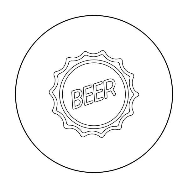 Значок крышки бутылки в стиле контура выделен на белом фоне. Векторная иллюстрация символов Октоберфеста . — стоковый вектор