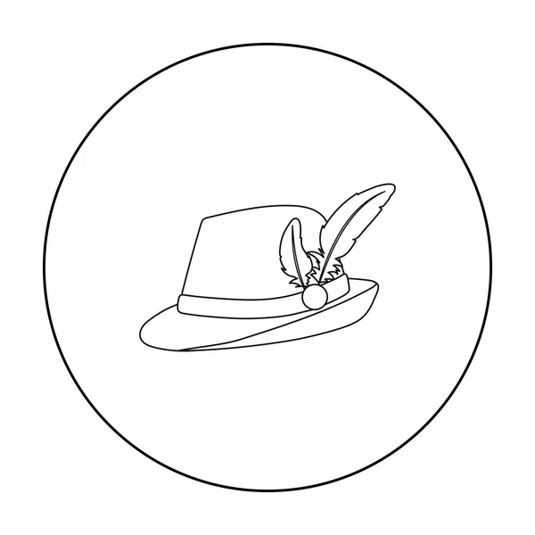Иконка тирольской шляпы в стиле контура выделена на белом фоне. Векторная иллюстрация символов Октоберфеста . — стоковый вектор