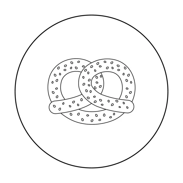 Иконка кренделя в стиле контура выделена на белом фоне. Векторная иллюстрация символов Октоберфеста . — стоковый вектор