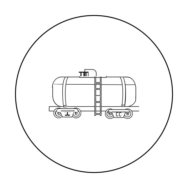 Olja tank bil ikonen i dispositionsformat isolerad på vit bakgrund. Olja industrin symbol lager vektorillustration. — Stock vektor