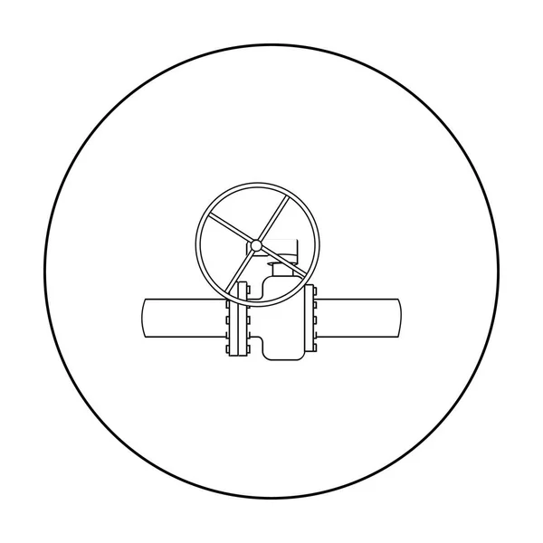Tubo de aceite con icono de válvula en estilo de contorno aislado sobre fondo blanco. Industria petrolera símbolo stock vector ilustración . — Vector de stock