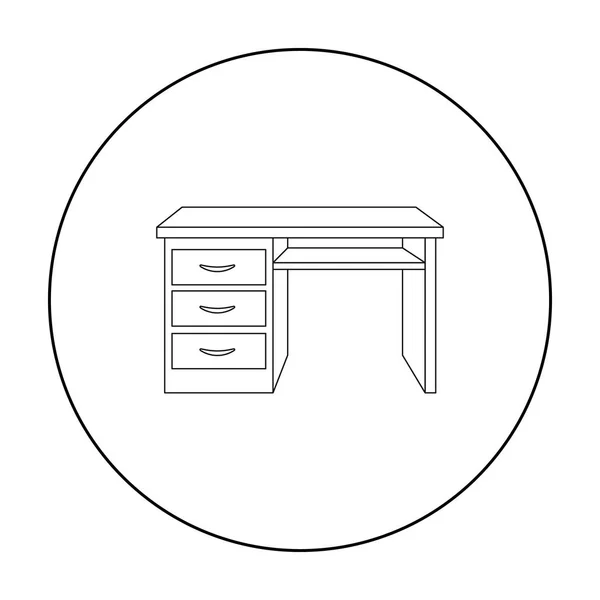 Icono de escritorio de oficina en estilo de contorno aislado sobre fondo blanco. Muebles de oficina y símbolo interior stock vector ilustración . — Vector de stock