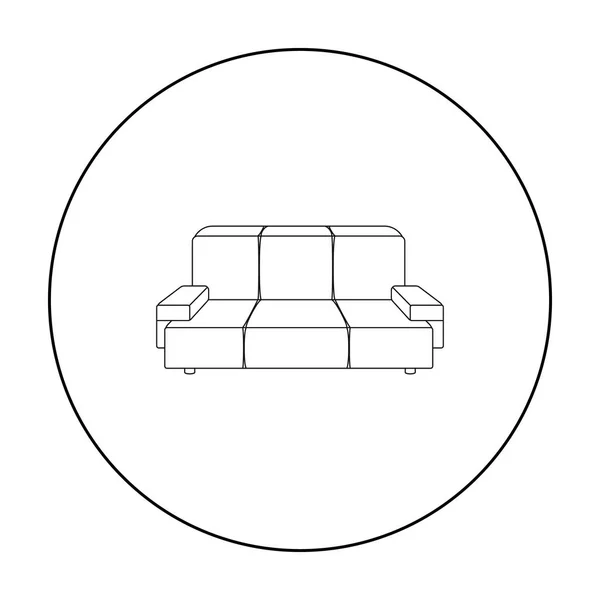 Green couch icon in outline style isolated on white background. Office furniture and interior symbol stock vector illustration. — Stock Vector