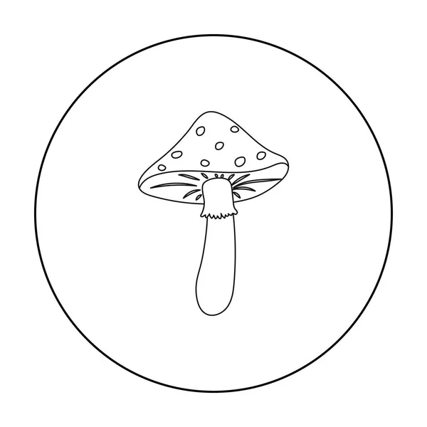 鹅膏菌在白色背景上孤立的大纲样式图标。蘑菇象征股票矢量图. — 图库矢量图片