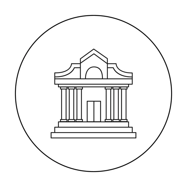 Icona dell'edificio museale in stile contorno isolato su sfondo bianco. Museo simbolo stock vettoriale illustrazione . — Vettoriale Stock