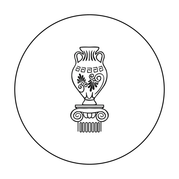 Amphora ikonen i dispositionsformat isolerad på vit bakgrund. Museet symbol lager vektorillustration. — Stock vektor