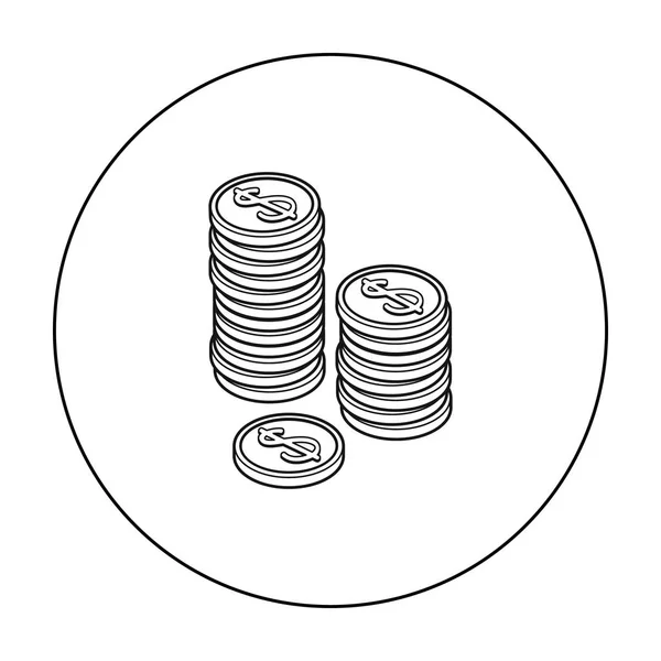 Icono de monedas de oro en estilo de contorno aislado sobre fondo blanco. Dinero y finanzas símbolo stock vector ilustración . — Vector de stock
