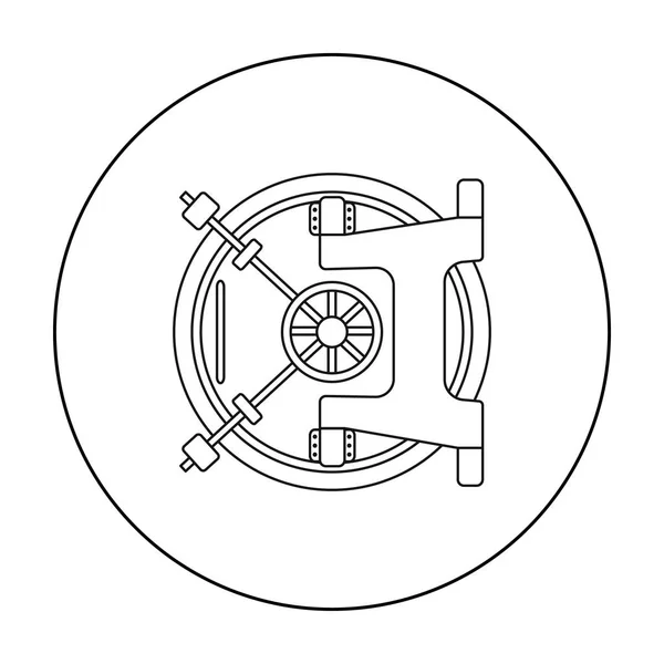 Icono de la bóveda del banco en estilo de contorno aislado sobre fondo blanco. Dinero y finanzas símbolo stock vector ilustración . — Vector de stock
