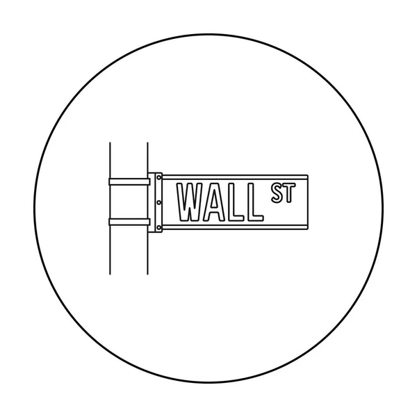 Icono de signo de Wall Street en estilo de contorno aislado sobre fondo blanco. Dinero y finanzas símbolo stock vector ilustración . — Archivo Imágenes Vectoriales