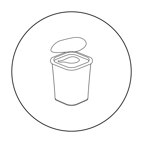 Yaourt dans l'icône de la tasse en plastique dans le style de contour isolé sur fond blanc. Illustration vectorielle du produit laitier et du symbole doux . — Image vectorielle