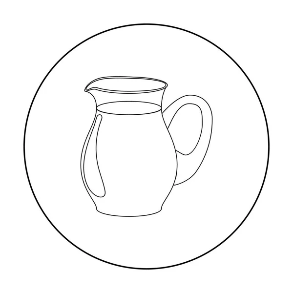 Cruche en verre de l'icône du lait dans le style de contour isolé sur fond blanc. Illustration vectorielle du produit laitier et du symbole doux . — Image vectorielle