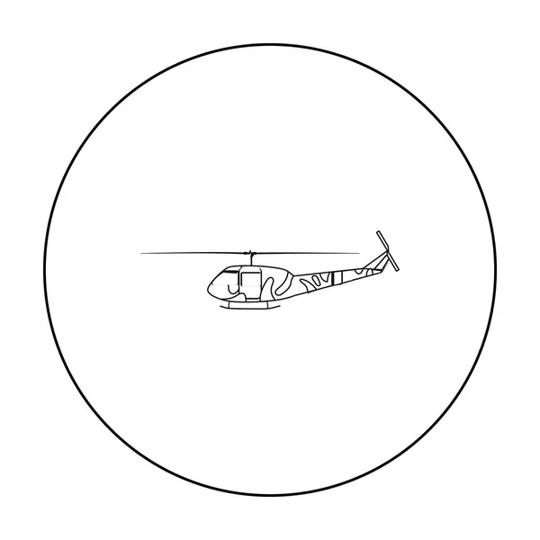 Militärhubschrauber-Symbol im Umrissstil isoliert auf weißem Hintergrund. Militär und Armee Symbolvorrat Vektor Illustration — Stockvektor
