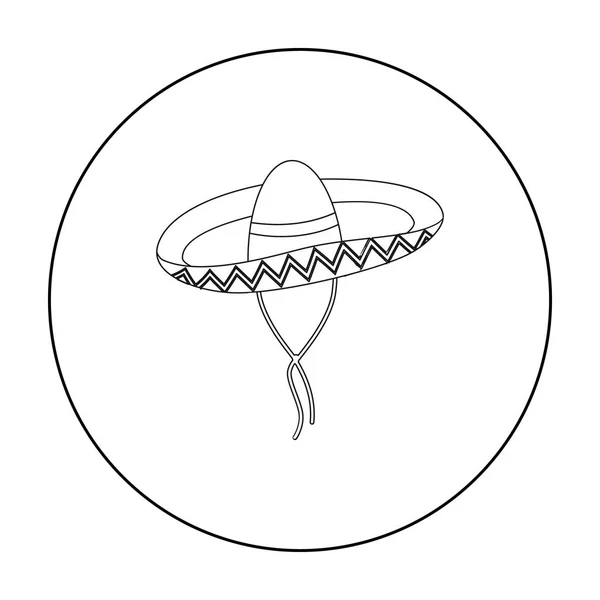 Mexické sombrero ikona ve stylu osnovy izolovaných na bílém pozadí. Mexiko země symbol akcií vektorové ilustrace. — Stockový vektor