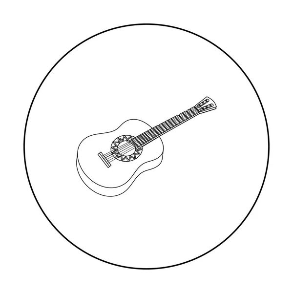 Icona della chitarra acustica messicana in stile contorno isolato su sfondo bianco. Messico paese simbolo stock vettore illustrazione . — Vettoriale Stock