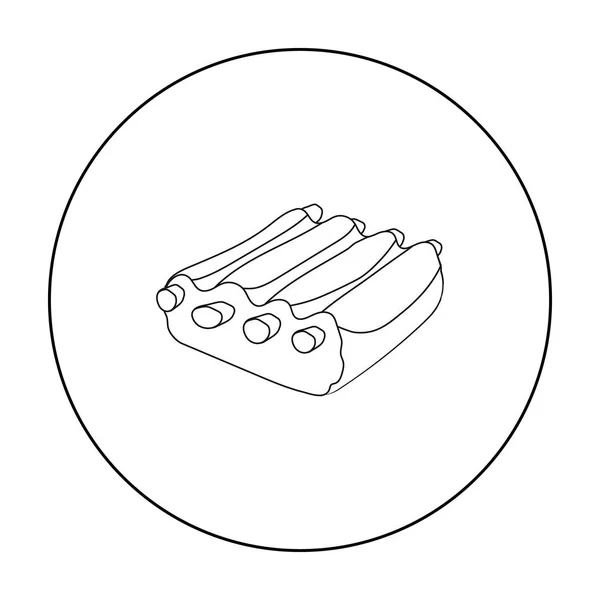 Costillas de cerdo icono en estilo de contorno aislado sobre fondo blanco. Carnes símbolo stock vector ilustración — Archivo Imágenes Vectoriales