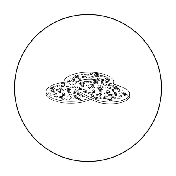 Salami-ikonen i dispositionsformat isolerad på vit bakgrund. Kött symbol lager vektorillustration — Stock vektor