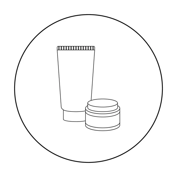 Ícone de cremes corporais em estilo esboço isolado no fundo branco. Maquiagem símbolo estoque vetor ilustração . —  Vetores de Stock