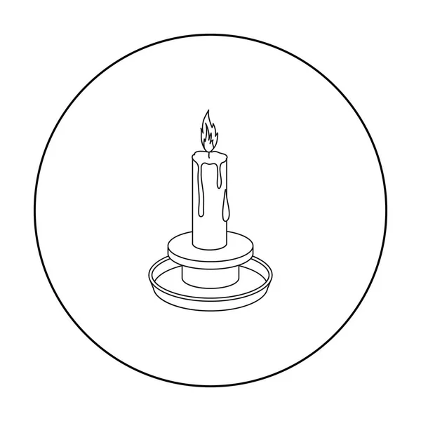 Icona a candela in stile contorno isolata su sfondo bianco. Illustrazione vettoriale stock simbolo sorgente luminosa — Vettoriale Stock