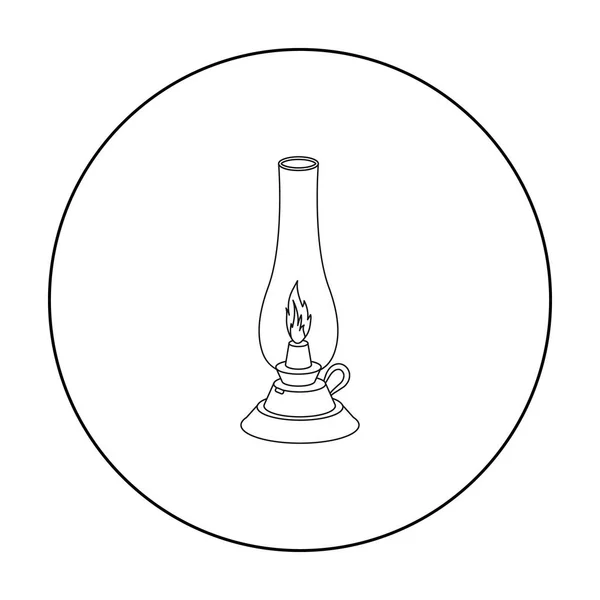 Petroleumlampen-Symbol im Umrissstil isoliert auf weißem Hintergrund. Lichtquelle Symbol Aktienvektor Illustration — Stockvektor