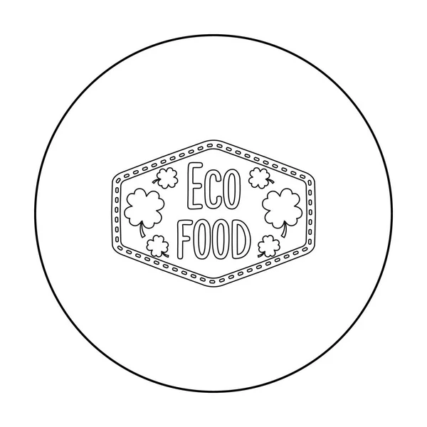 Icône Eco-alimentaire dans le style de contour isolé sur fond blanc. Image vectorielle du symbole d'étiquette . — Image vectorielle