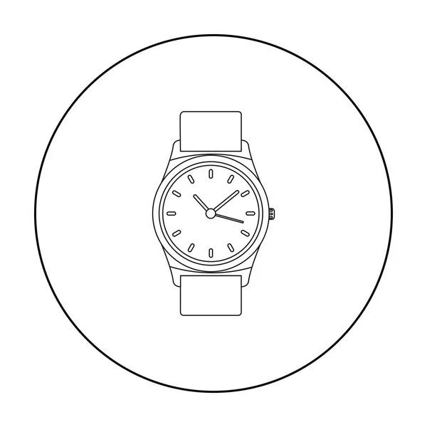 Icône de montre dorée dans le style de contour isolé sur fond blanc. Bijoux et accessoires symbole illustration vectorielle de stock . — Image vectorielle